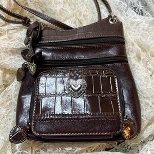 Brighton Dark Brown Croc-Embossed Crossbody Bag